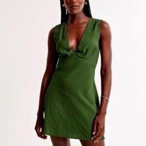 Abercrombie & Fitch Green Twist-Front Mini Dress
